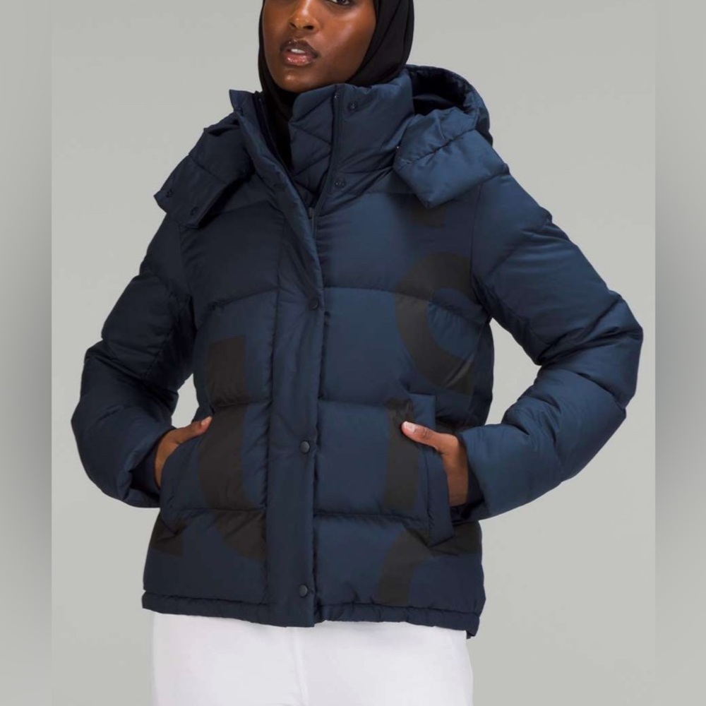 Lululemon‎ Wunder Puff Jacket Goose Down Wordmark True Navy sz12